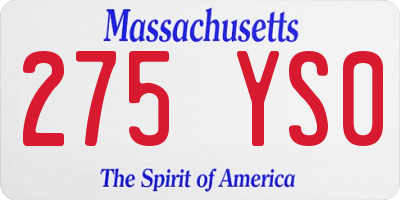 MA license plate 275YS0