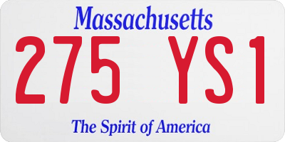 MA license plate 275YS1