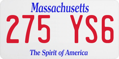 MA license plate 275YS6