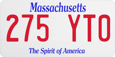 MA license plate 275YT0