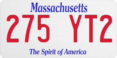 MA license plate 275YT2