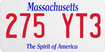 MA license plate 275YT3