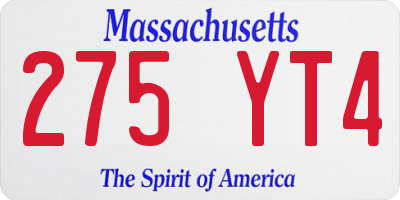 MA license plate 275YT4