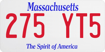 MA license plate 275YT5