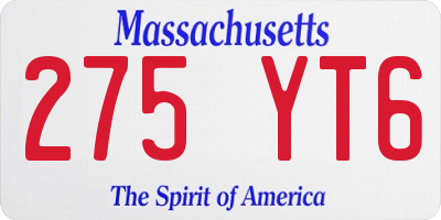 MA license plate 275YT6