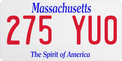 MA license plate 275YU0