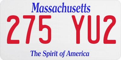 MA license plate 275YU2