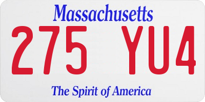 MA license plate 275YU4
