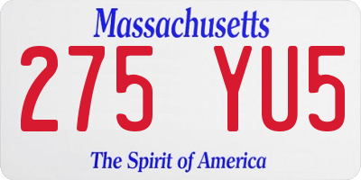 MA license plate 275YU5