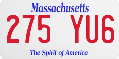 MA license plate 275YU6