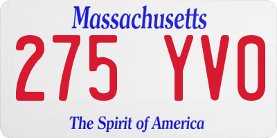 MA license plate 275YV0