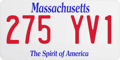 MA license plate 275YV1
