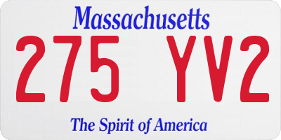 MA license plate 275YV2