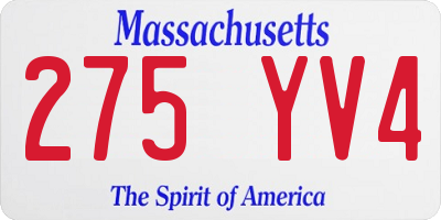 MA license plate 275YV4