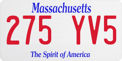 MA license plate 275YV5