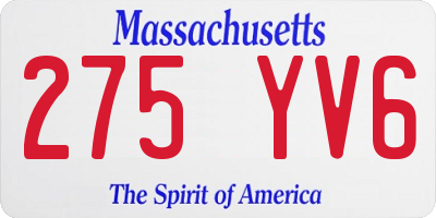 MA license plate 275YV6
