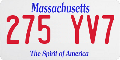 MA license plate 275YV7