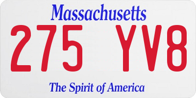 MA license plate 275YV8