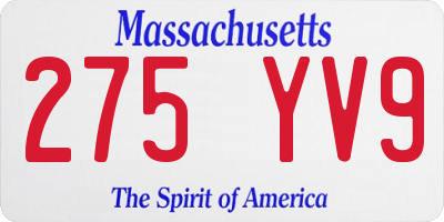 MA license plate 275YV9