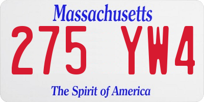MA license plate 275YW4