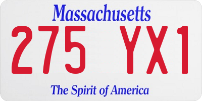 MA license plate 275YX1