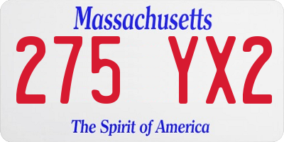 MA license plate 275YX2