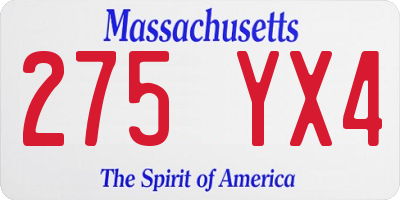 MA license plate 275YX4