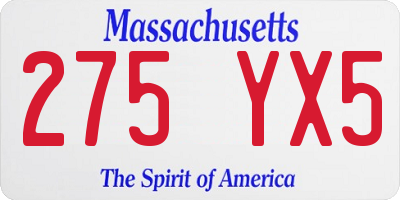 MA license plate 275YX5