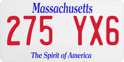 MA license plate 275YX6