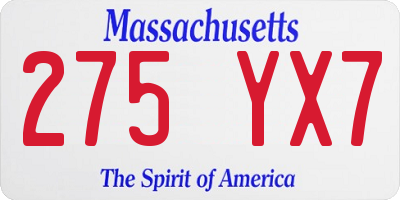 MA license plate 275YX7