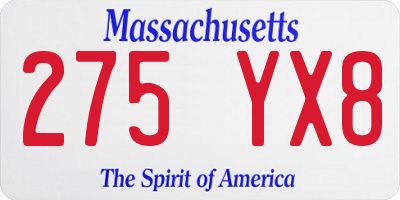 MA license plate 275YX8