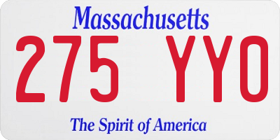 MA license plate 275YY0