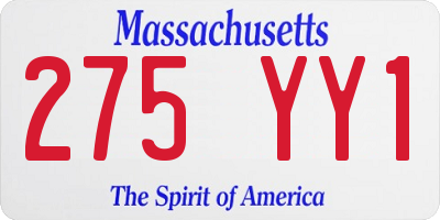 MA license plate 275YY1