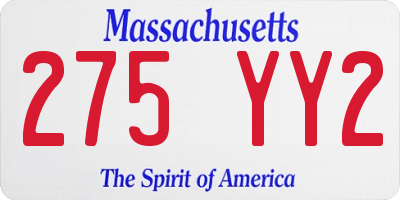 MA license plate 275YY2