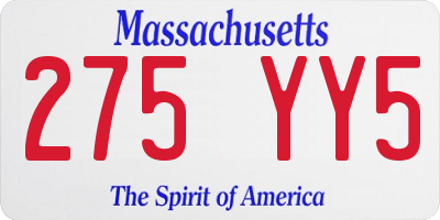 MA license plate 275YY5