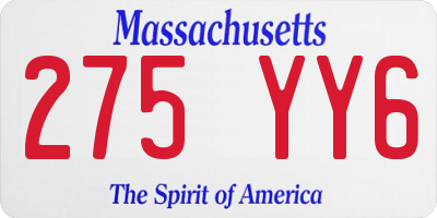 MA license plate 275YY6