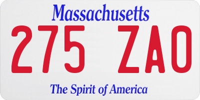 MA license plate 275ZA0