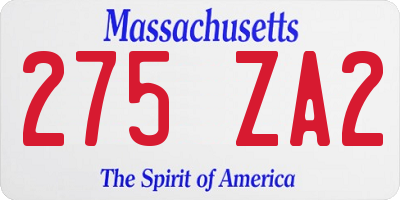 MA license plate 275ZA2