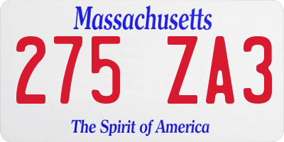 MA license plate 275ZA3