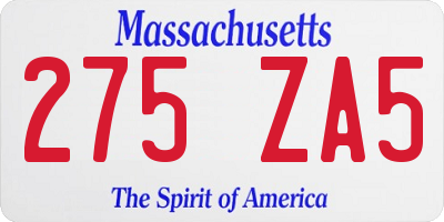 MA license plate 275ZA5