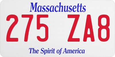MA license plate 275ZA8