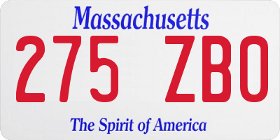 MA license plate 275ZB0