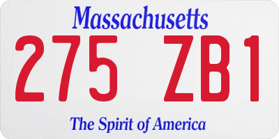 MA license plate 275ZB1