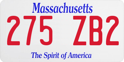 MA license plate 275ZB2