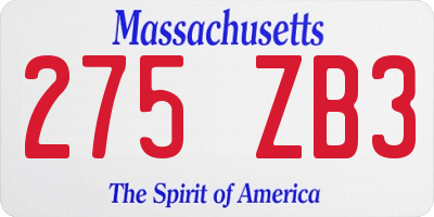 MA license plate 275ZB3