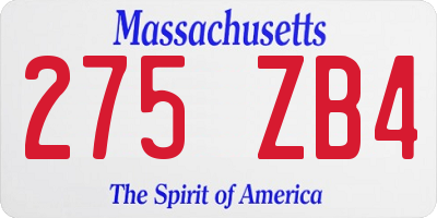 MA license plate 275ZB4