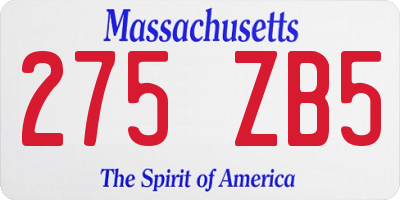 MA license plate 275ZB5