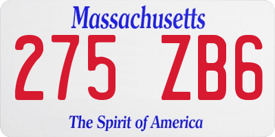 MA license plate 275ZB6