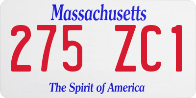 MA license plate 275ZC1