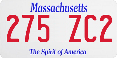 MA license plate 275ZC2